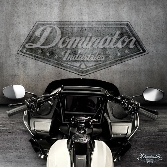 Pre Wired Dominator Industries 14 inch Rise, 1 1/4 inch Road Glide Meathook Ape Hanger Handlebars, Chrome Compatible with 2015-2023 Harley Road