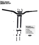 Dominator Pullback Riser & 1 1/4" Moto Bar Combination All In One Complete Kit for 2015-2023 Road Glide Models (14" Classic Chrome)