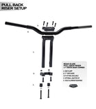 Dominator Pullback Riser & 1 1/4" Moto Bar Combination All In One Complete Kit for 2015-2023 Road Glide Models (20" Gloss Black)