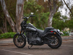 Dominator Pullback Riser & 1 1/4" Mid Bend Moto Bar Combination for Dyna & Softail Models (Gloss Black)